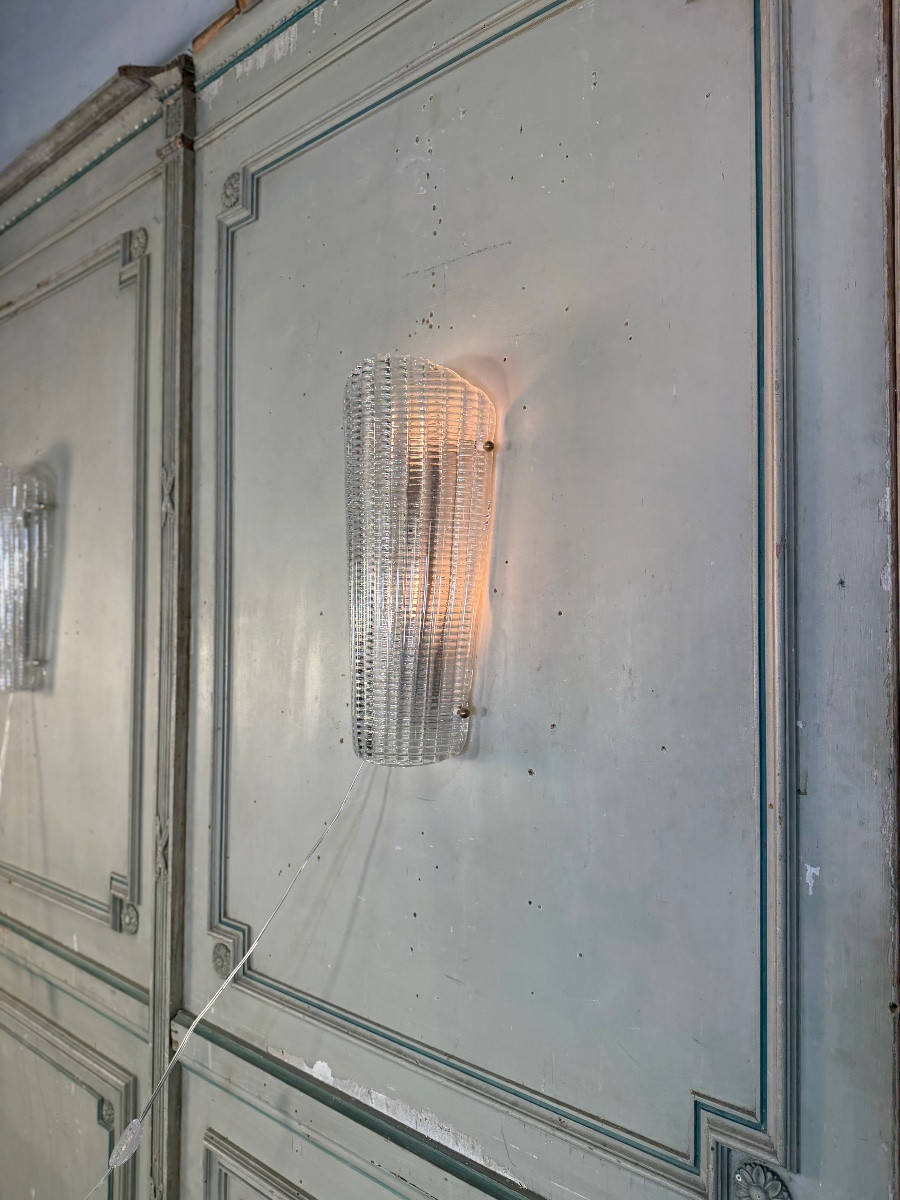 Suite de trois appliques en verre de Murano, Venise vers 1940-photo-5