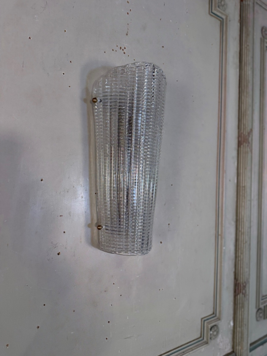 Suite de trois appliques en verre de Murano, Venise vers 1940-photo-6