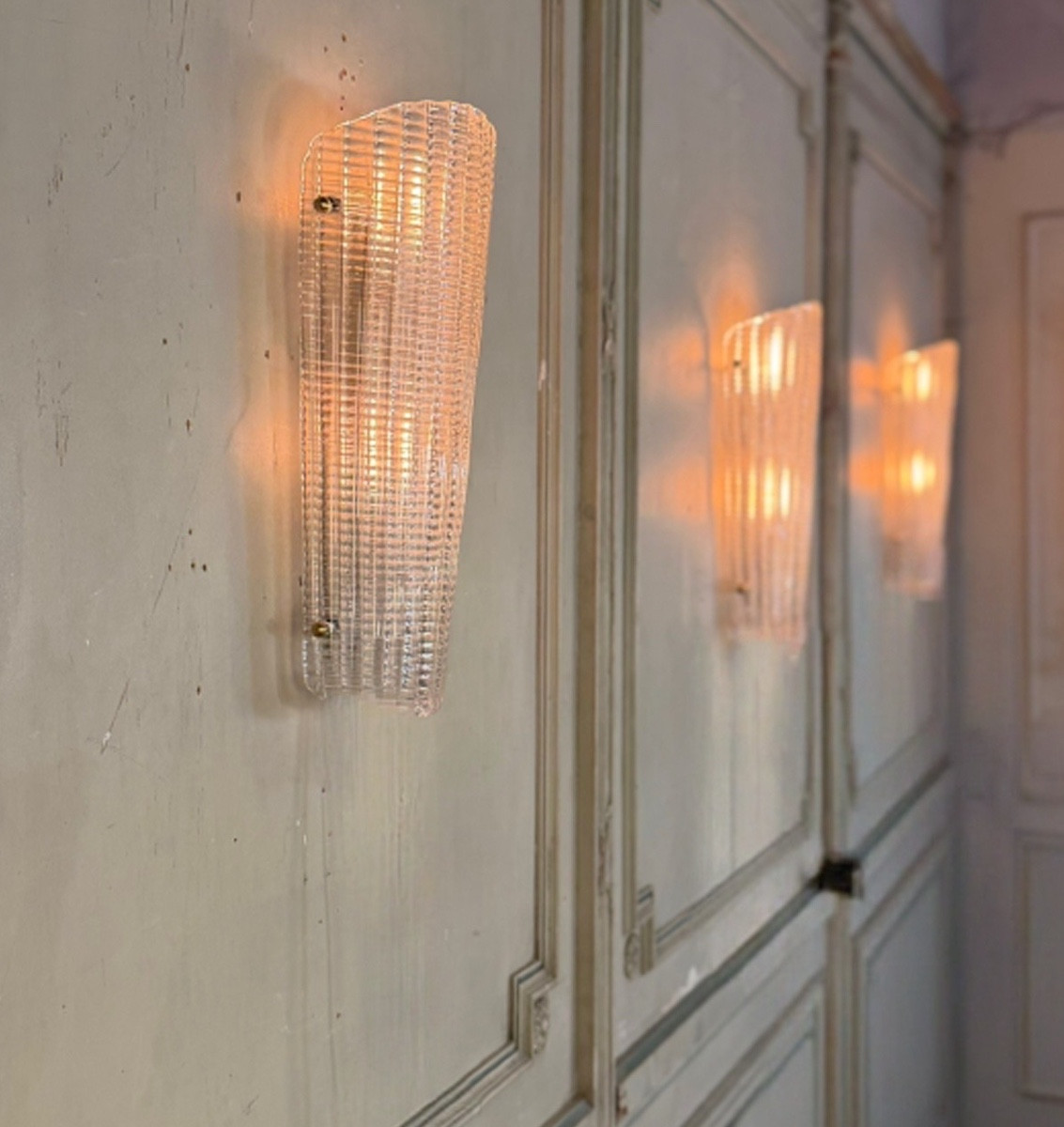 Suite de trois appliques en verre de Murano, Venise vers 1940