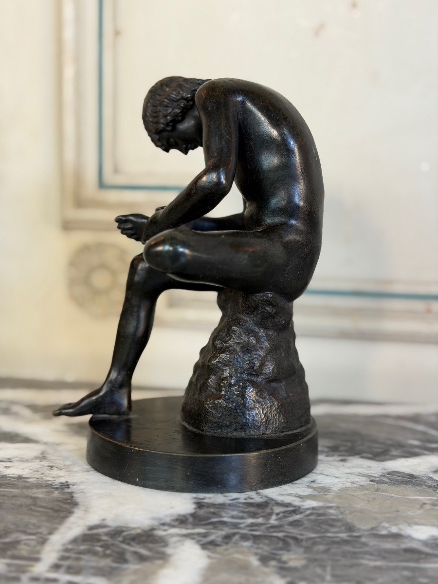 Spinario ou le tireur d’épine, bronze d’après l’Antique, XIXème siècle-photo-4