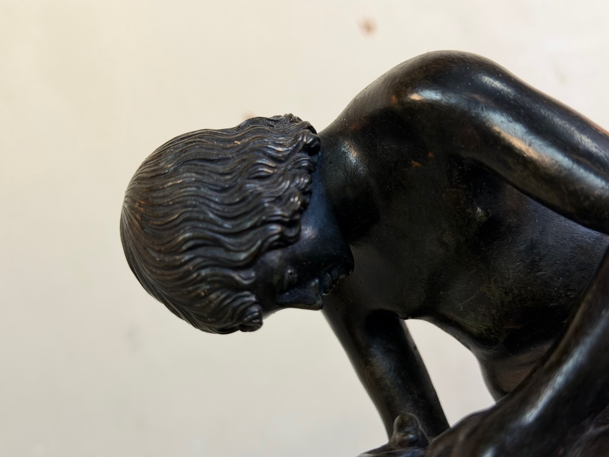 Spinario ou le tireur d’épine, bronze d’après l’Antique, XIXème siècle-photo-3