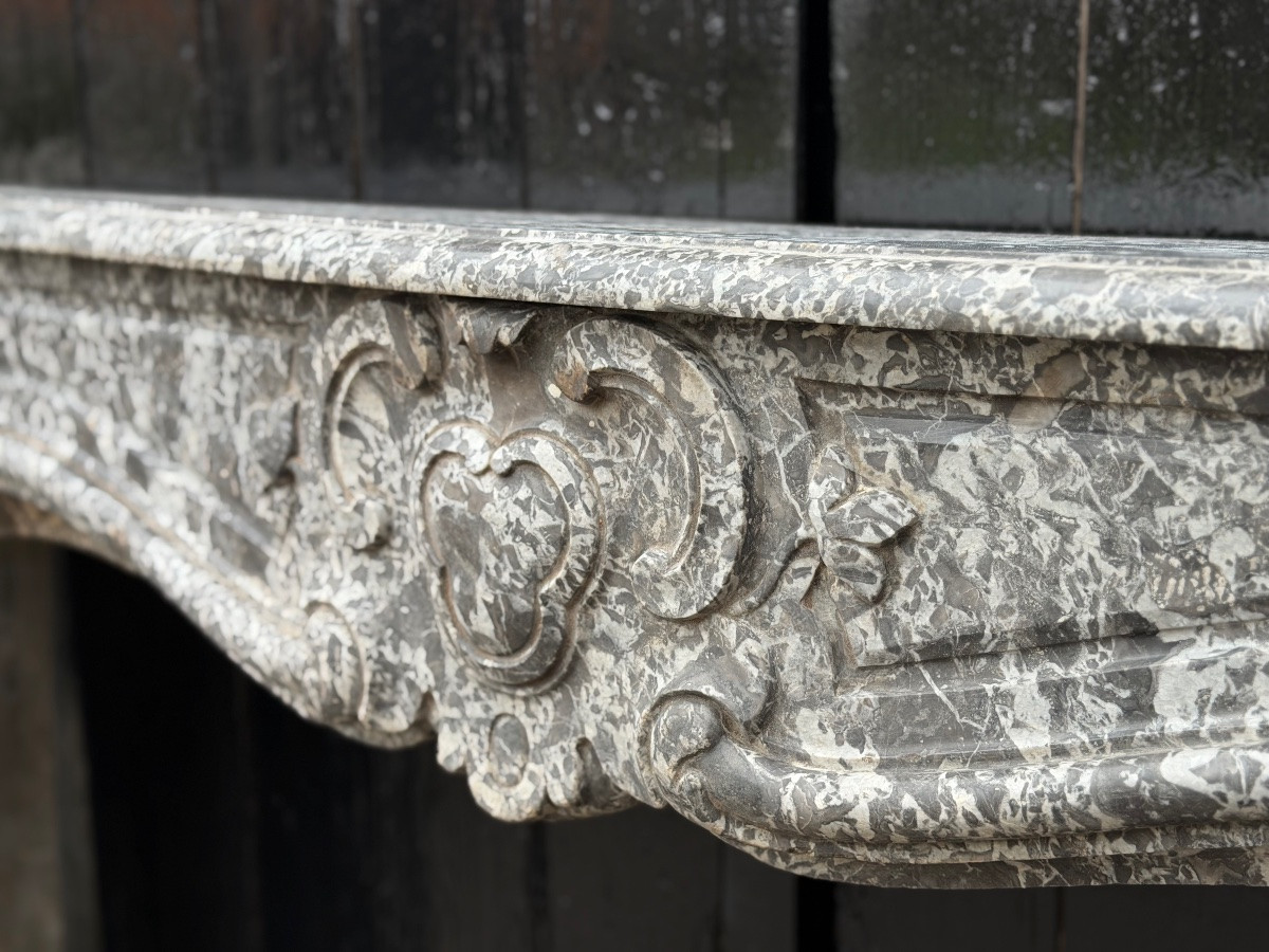 Cheminee régence en marbre gris, Sainte-Anne, XVIIIe siècle-photo-4