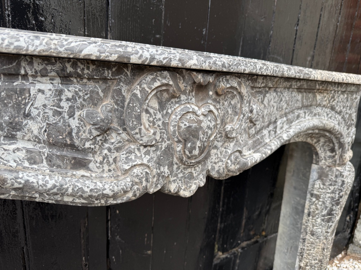 Cheminee régence en marbre gris, Sainte-Anne, XVIIIe siècle-photo-4