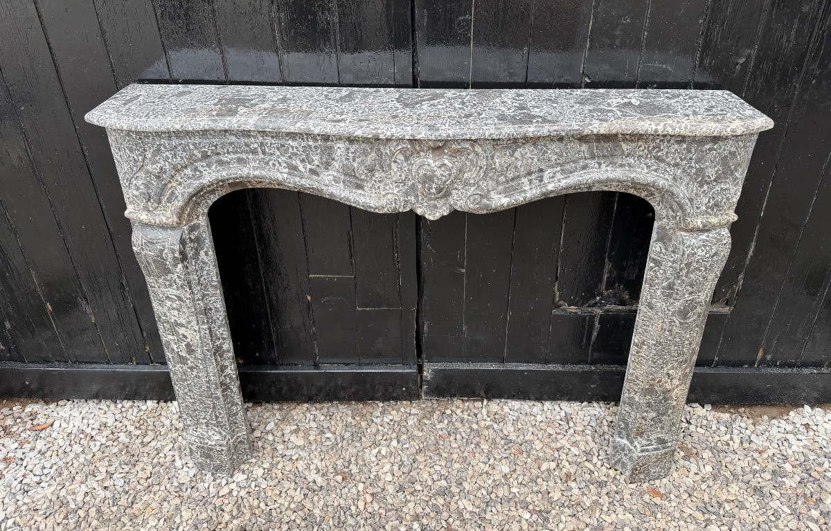 Cheminee régence en marbre gris, Sainte-Anne, XVIIIe siècle-photo-5