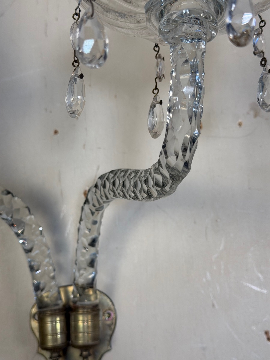 Paire d’appliques en cristal taillé dans le goût de Maydwell and Windle, Angleterre, XVIIIéme -photo-2