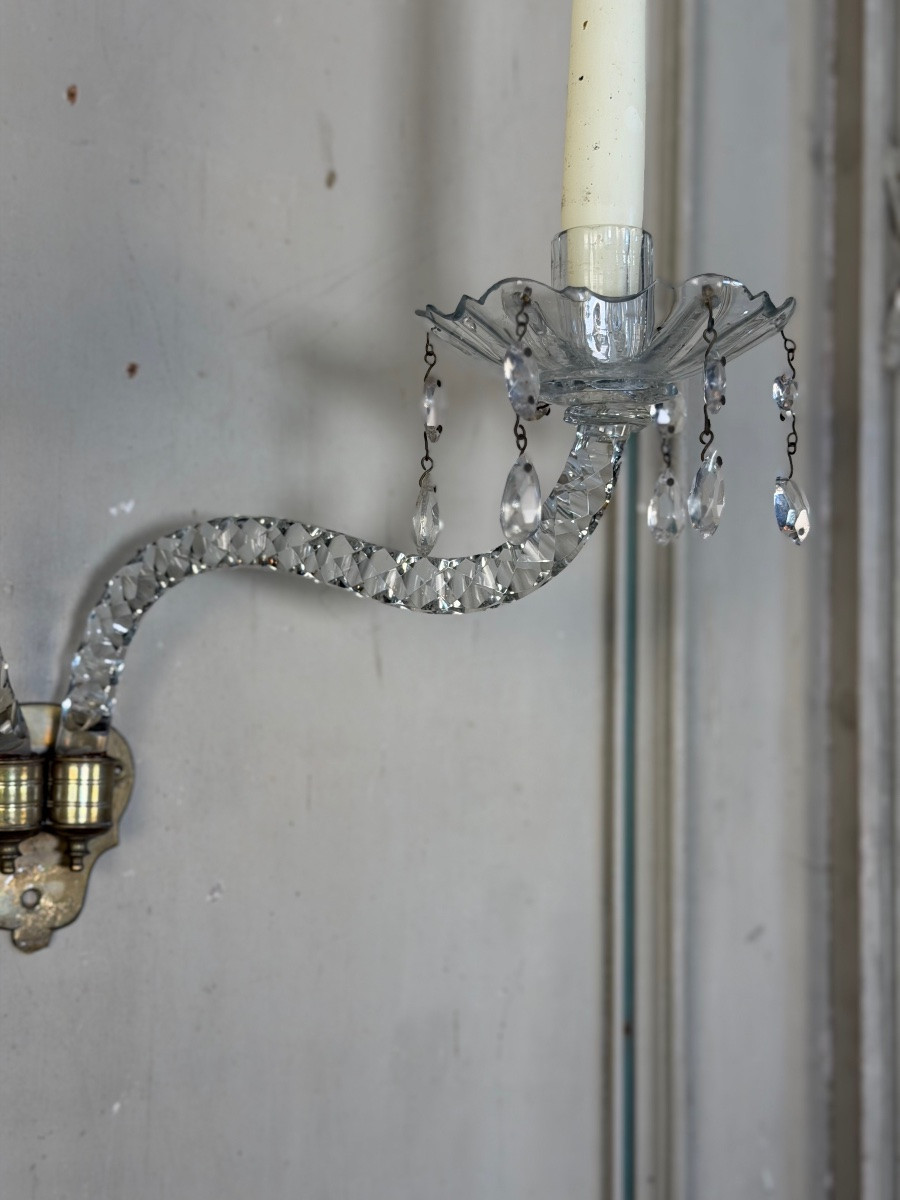 Paire d’appliques en cristal taillé dans le goût de Maydwell and Windle, Angleterre, XVIIIéme -photo-3