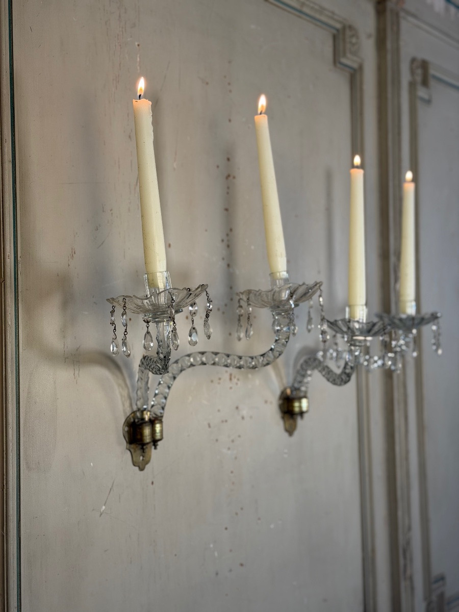 Paire d’appliques en cristal taillé dans le goût de Maydwell and Windle, Angleterre, XVIIIéme -photo-5