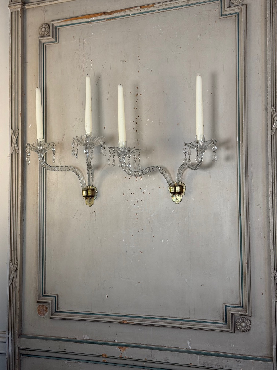 Paire d’appliques en cristal taillé dans le goût de Maydwell and Windle, Angleterre, XVIIIéme -photo-6