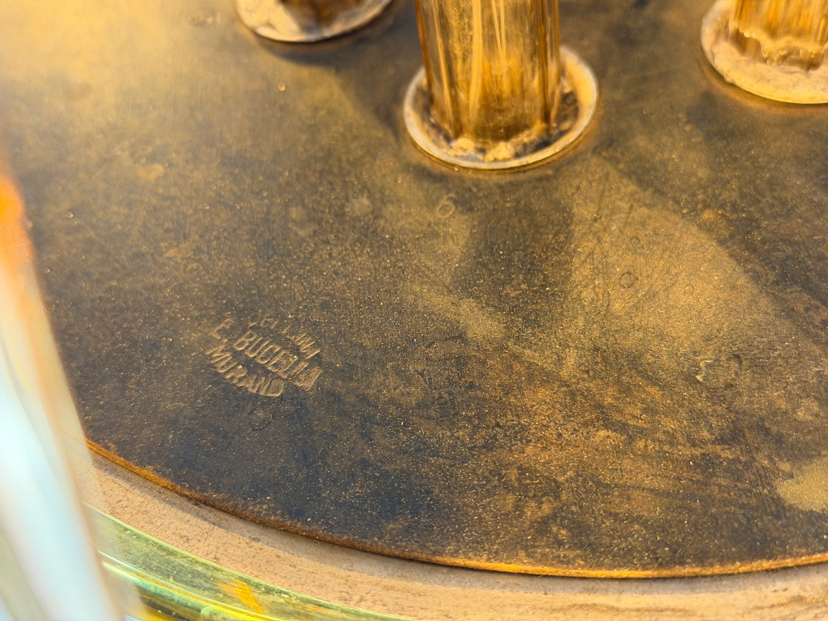 Venetian Chandelier In Brown And Yellow Murano Glass, Circa 1940 -photo-3