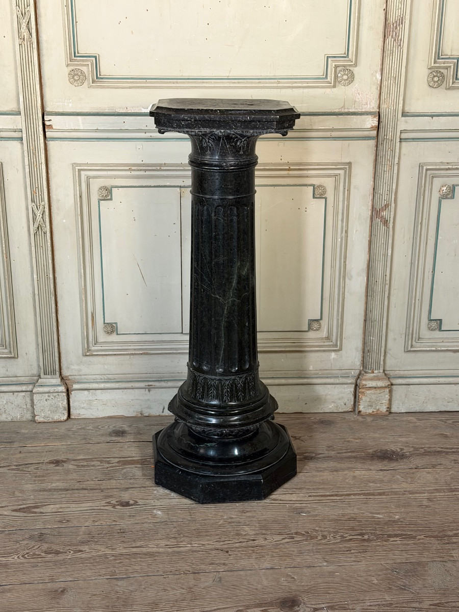 Serpentine Green Marble Column, Circa 1880-photo-2