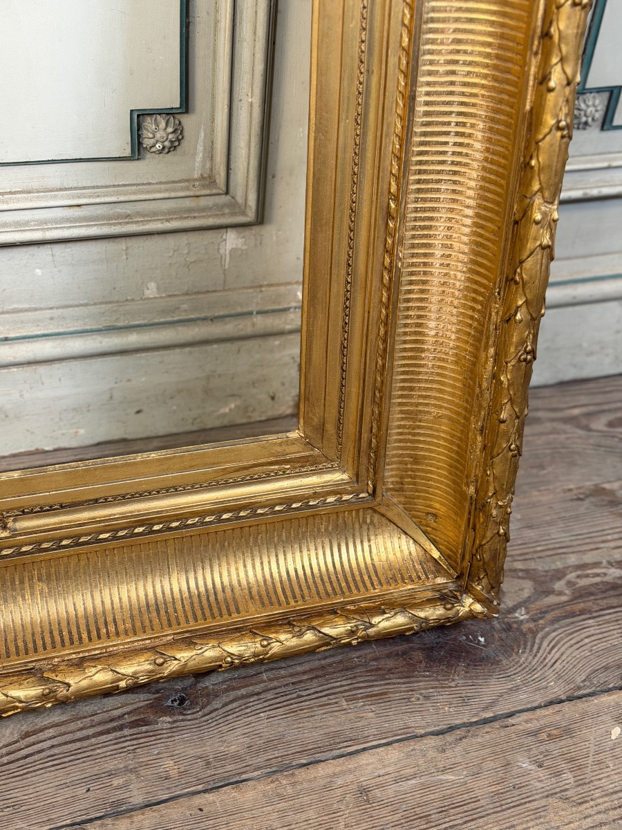 Louis XVI Style Stuccoed And Gilded Wooden Frame, Circa 1900 -photo-5