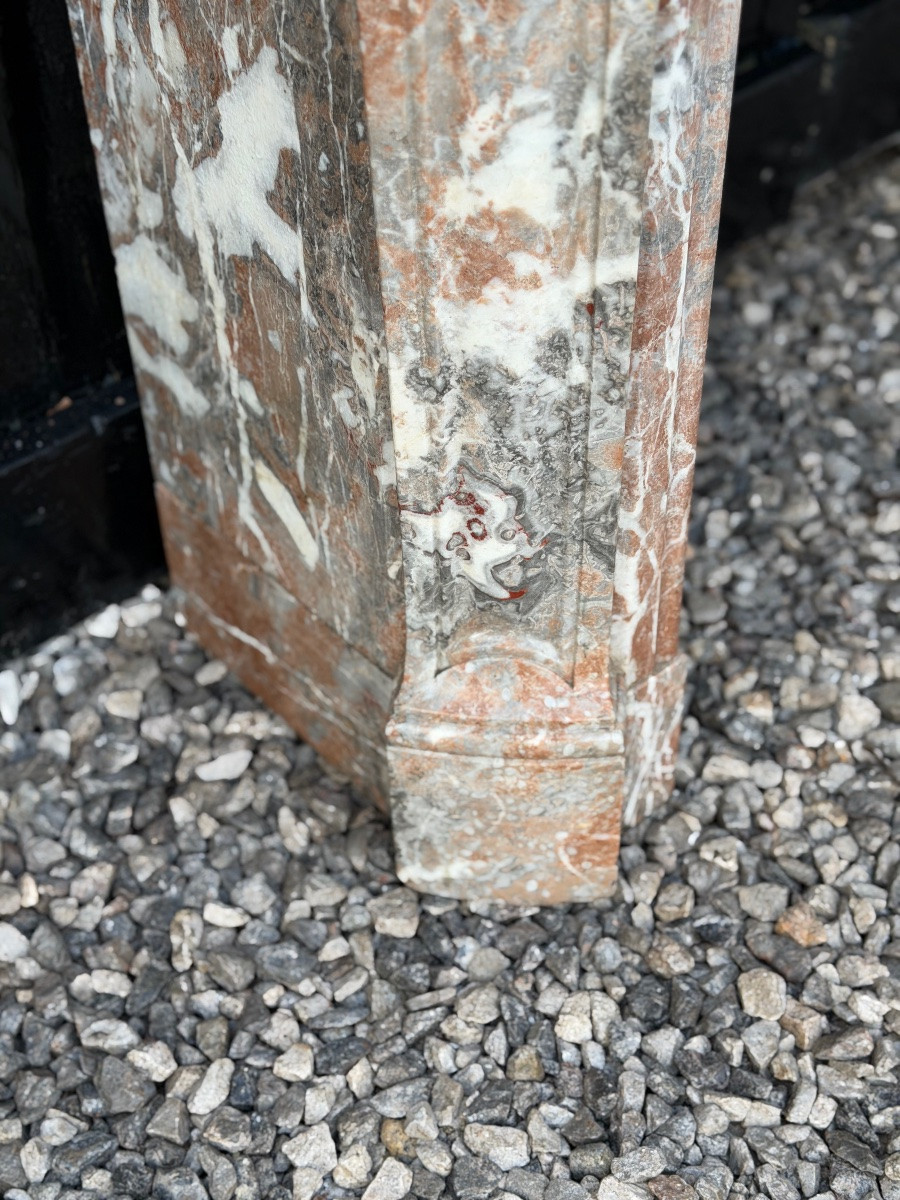 Cheminee de style Louis XV en marbre gris des Ardennes, vers 1900-photo-2