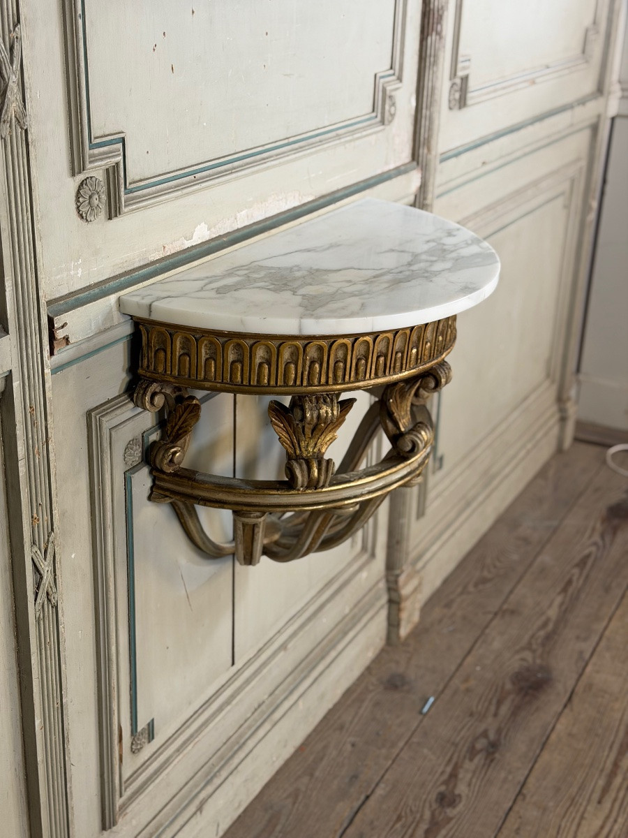 Console en bois sculpté de style Louis XVI vers 1900-photo-2