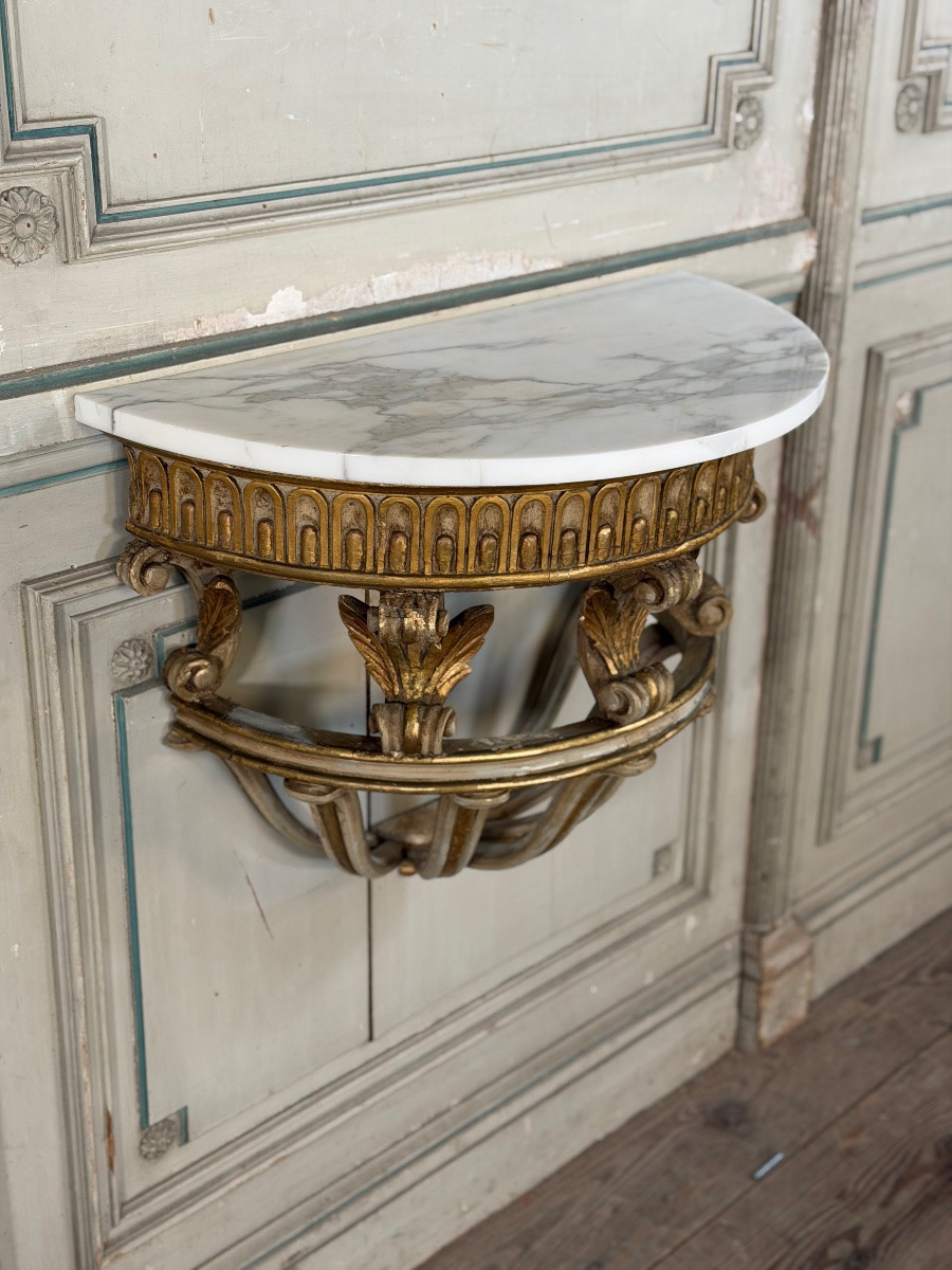 Console en bois sculpté de style Louis XVI vers 1900-photo-3