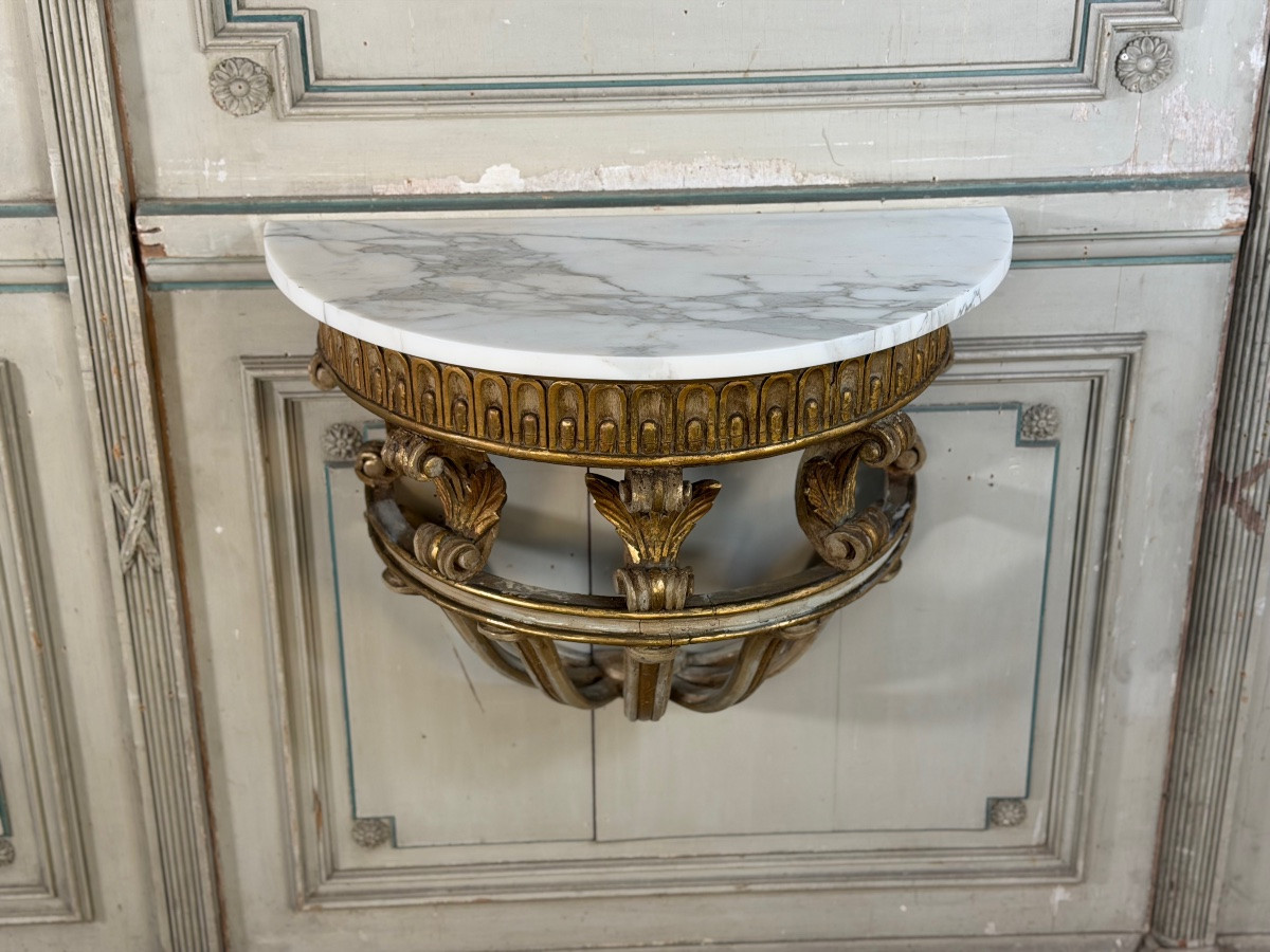 Console en bois sculpté de style Louis XVI vers 1900-photo-4