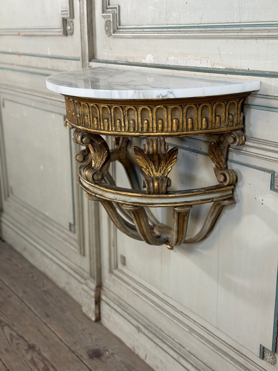 Console en bois sculpté de style Louis XVI vers 1900-photo-5