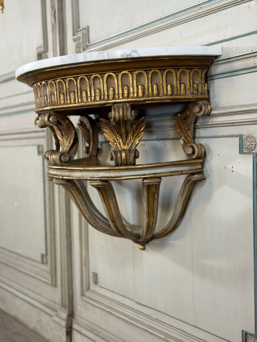 Console en bois sculpté de style Louis XVI vers 1900-photo-6