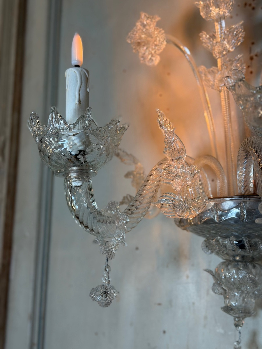 Suite de trois appliques vénitiennes en verre de Murano, vers 1950-photo-1