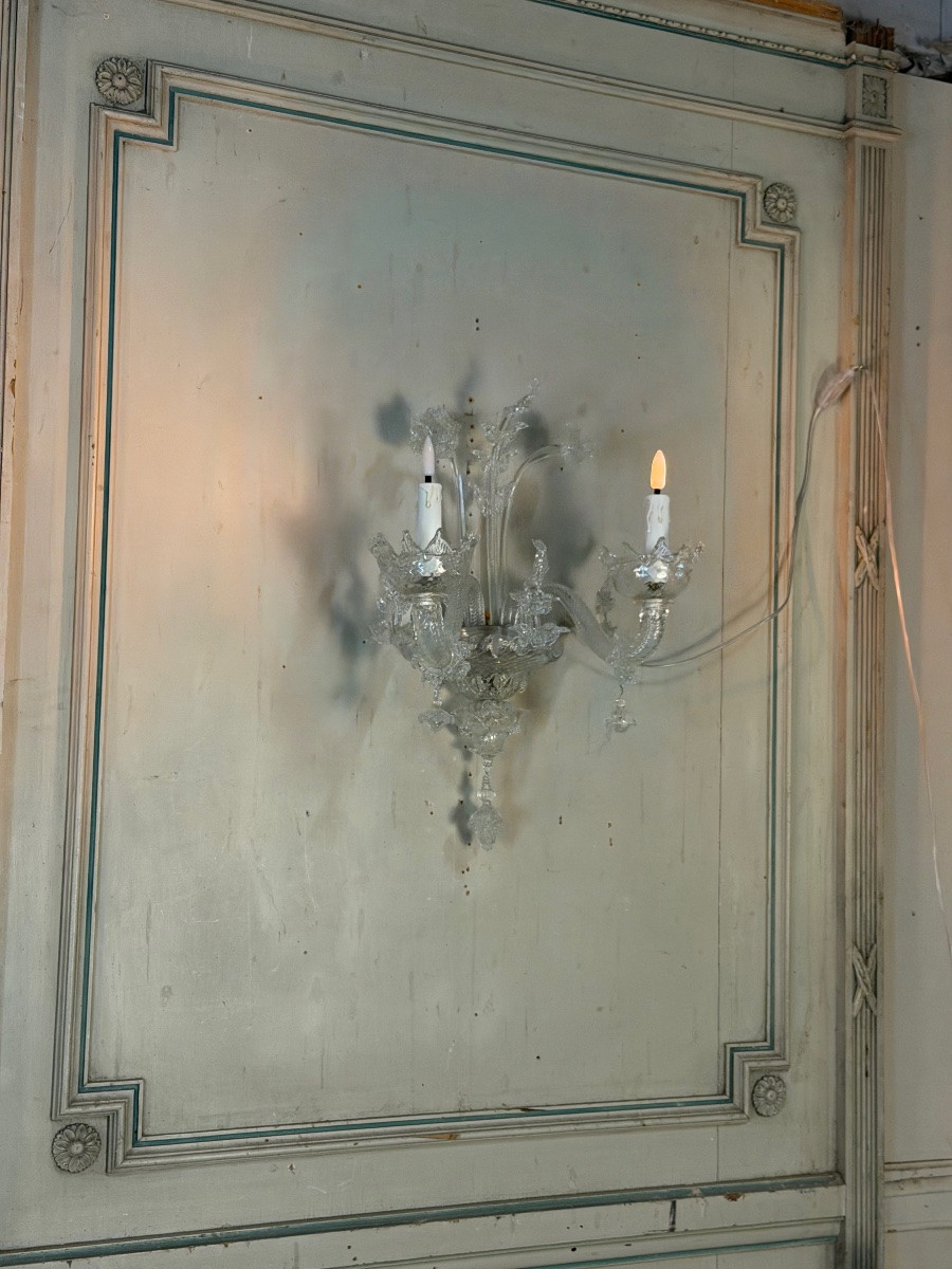 Suite de trois appliques vénitiennes en verre de Murano, vers 1950-photo-3