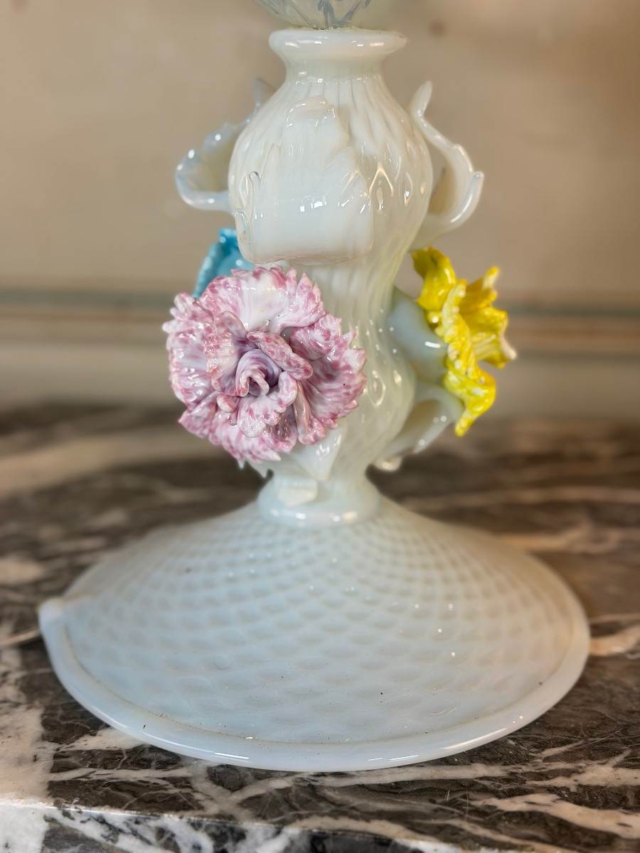 Venetian Girandole In Multicolored Murano Glass, Predominantly Opaline Blue, Circa 1930 -photo-2