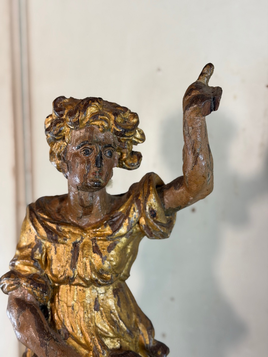 Deux anges en bois sculpté et doré, Venise, XVIIIème siècle-photo-3