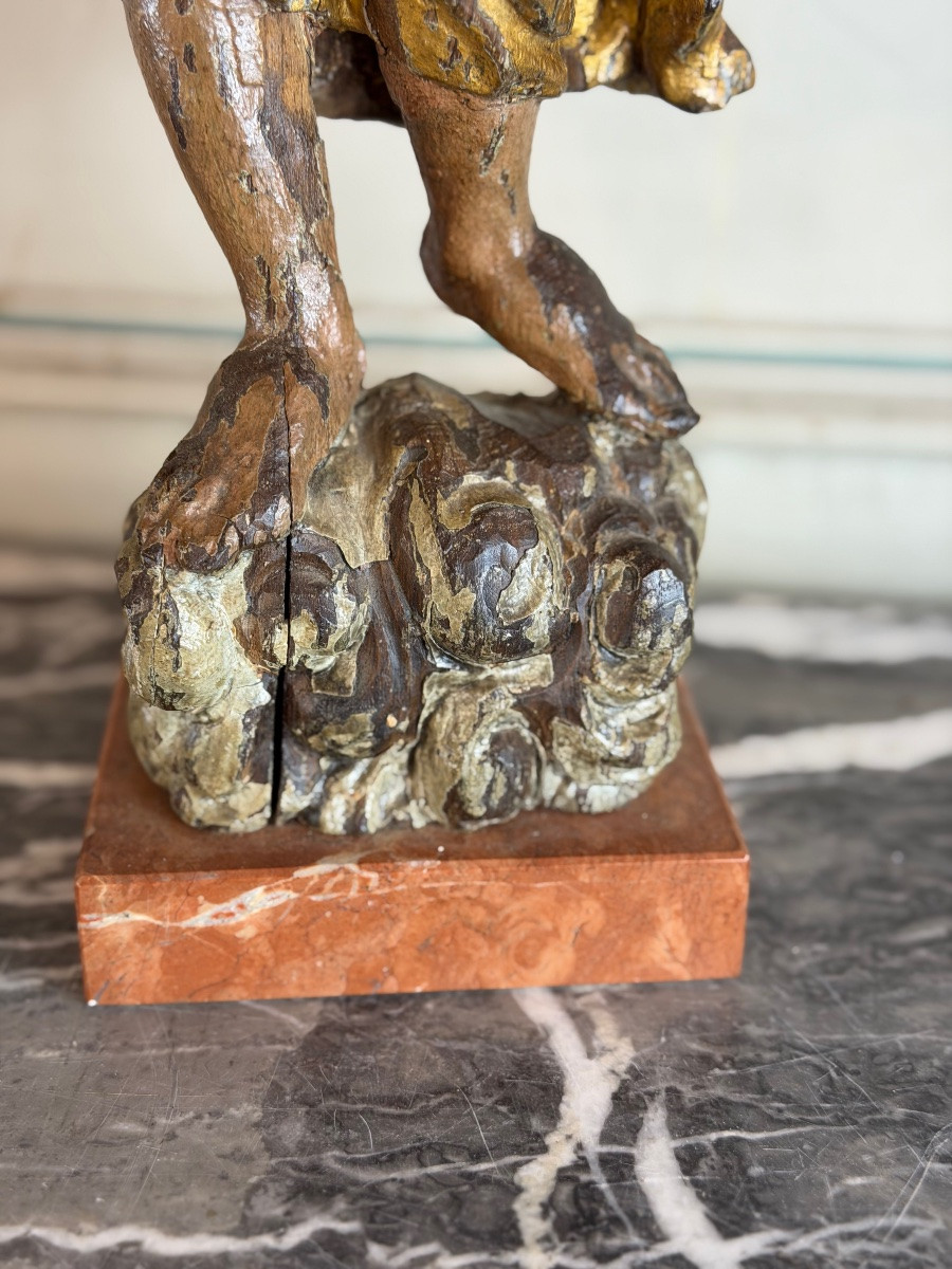 Deux anges en bois sculpté et doré, Venise, XVIIIème siècle-photo-4