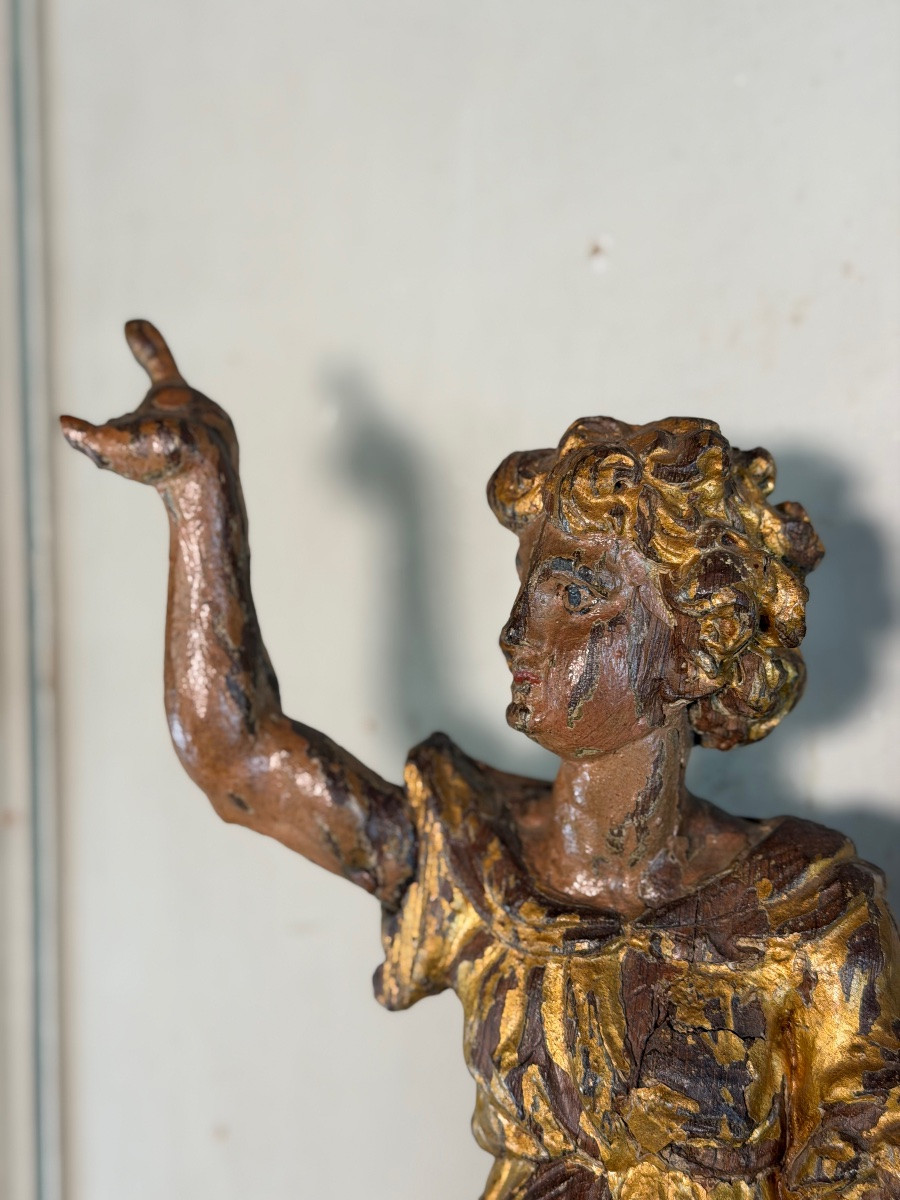 Deux anges en bois sculpté et doré, Venise, XVIIIème siècle-photo-3