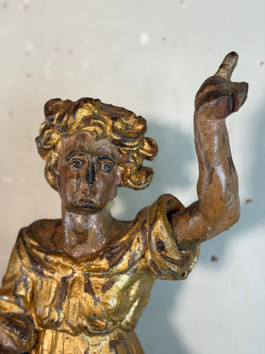 Deux anges en bois sculpté et doré, Venise, XVIIIème siècle-photo-4