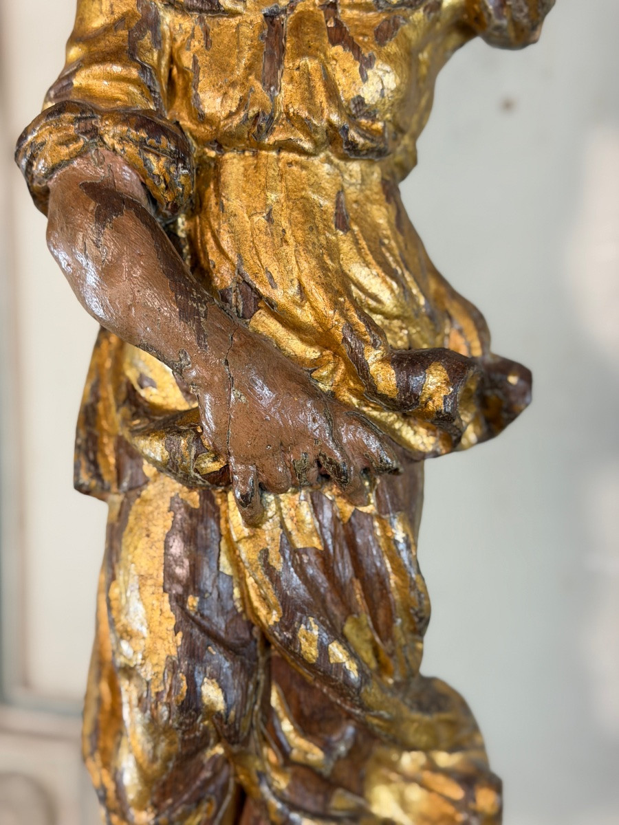 Deux anges en bois sculpté et doré, Venise, XVIIIème siècle-photo-7