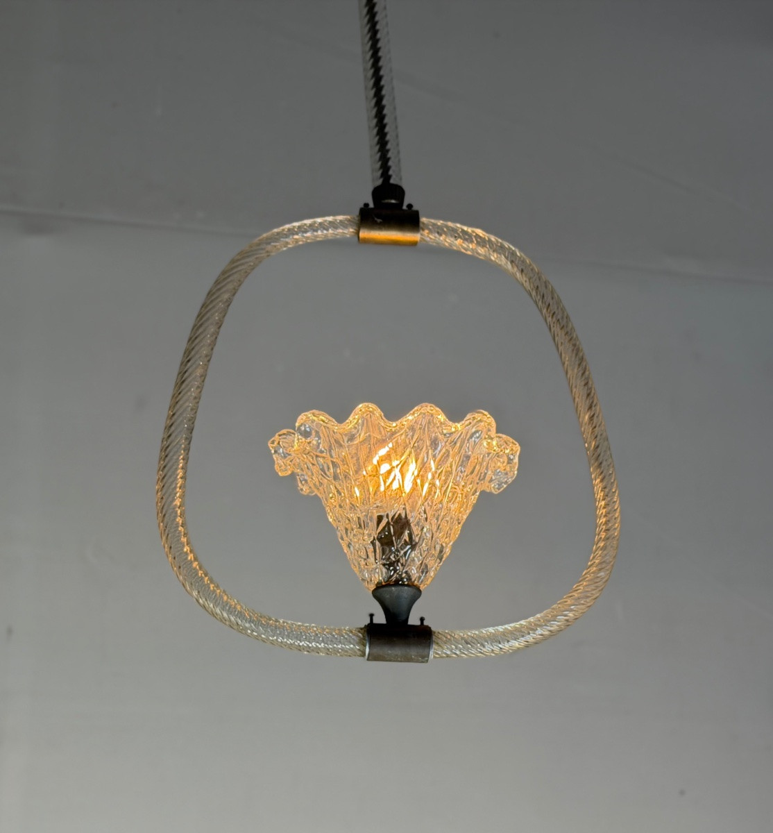 Lustre vénitien en verre de Murano et laiton, vers 1950-photo-1