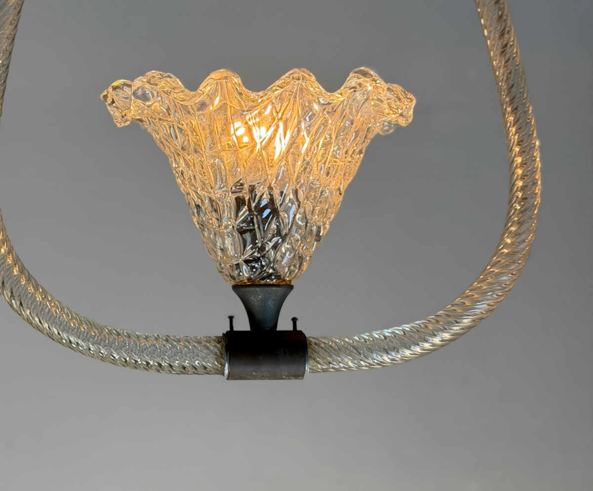 Lustre vénitien en verre de Murano et laiton, vers 1950-photo-2