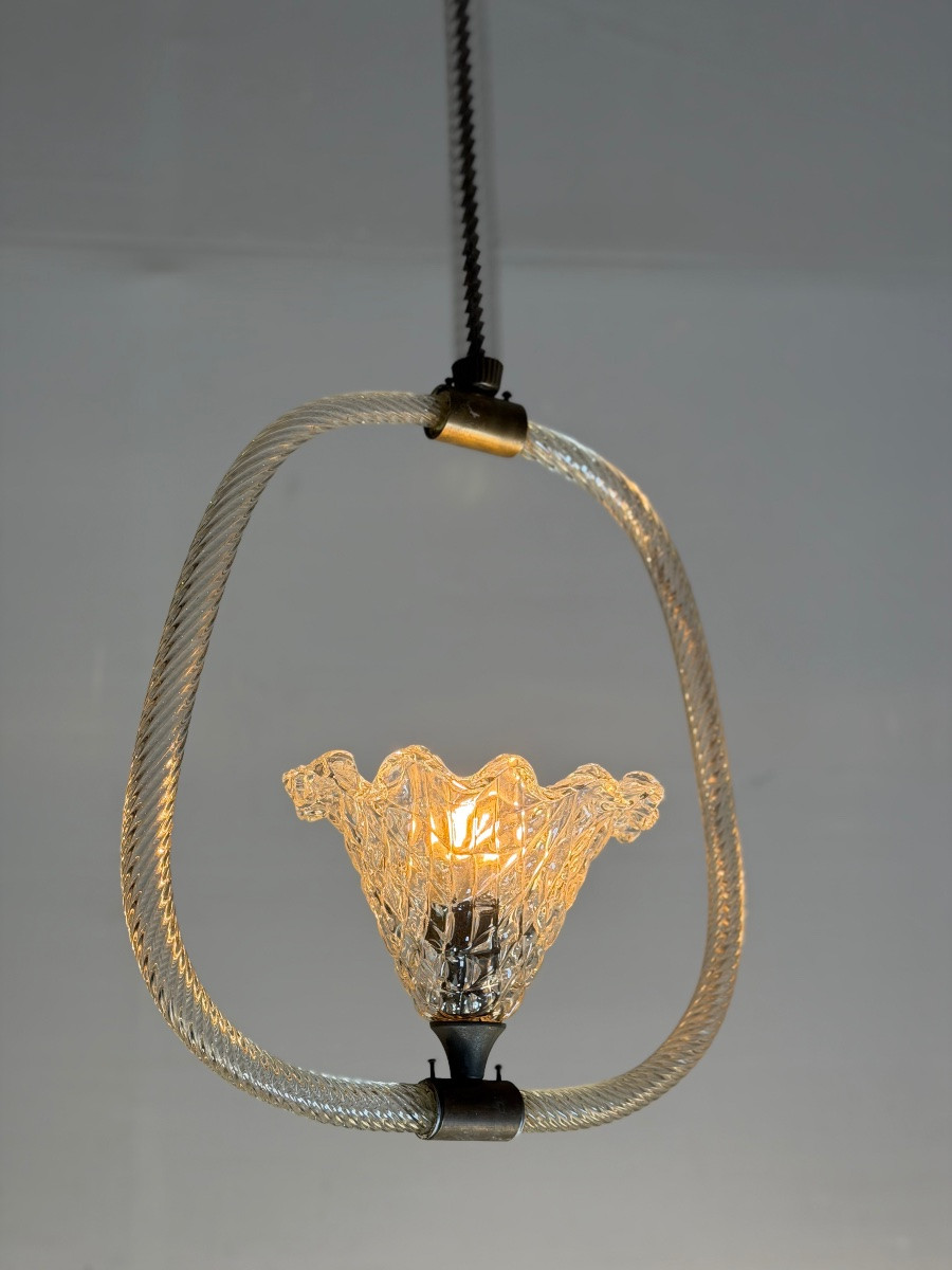 Lustre vénitien en verre de Murano et laiton, vers 1950-photo-4