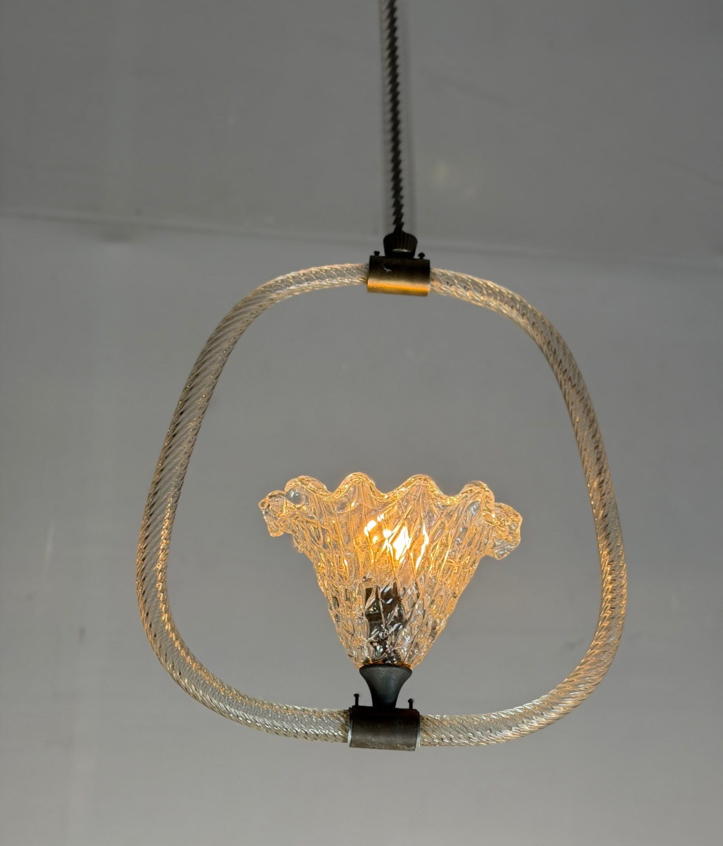 Lustre vénitien en verre de Murano et laiton, vers 1950