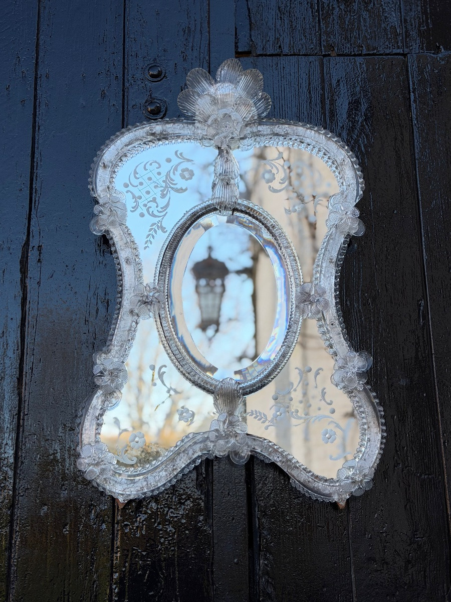 Venetian Mirror In Murano Glass, Circa 1950-photo-3