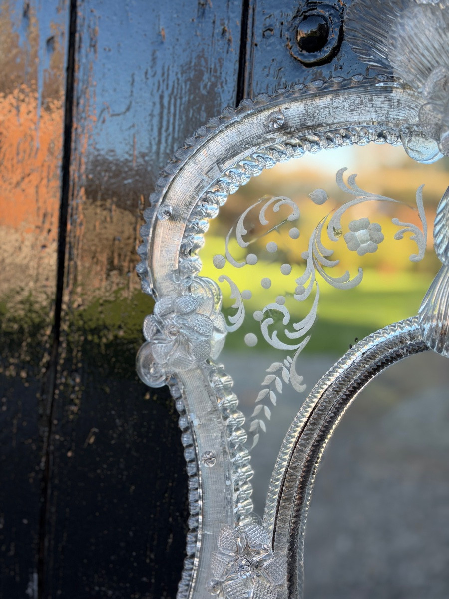 Venetian Mirror In Murano Glass, Circa 1950-photo-1
