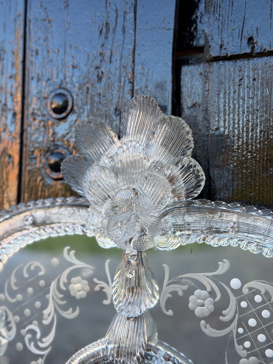 Venetian Mirror In Murano Glass, Circa 1950-photo-2