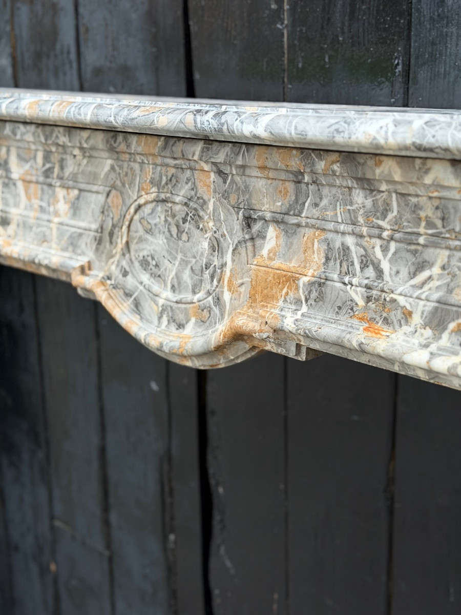 Cheminée Régence en marbre gris des Ardennes, XVIIIème siècle-photo-4