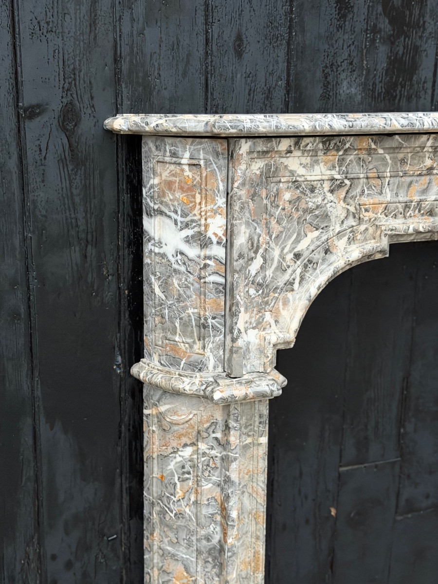 Cheminée Régence en marbre gris des Ardennes, XVIIIème siècle-photo-3