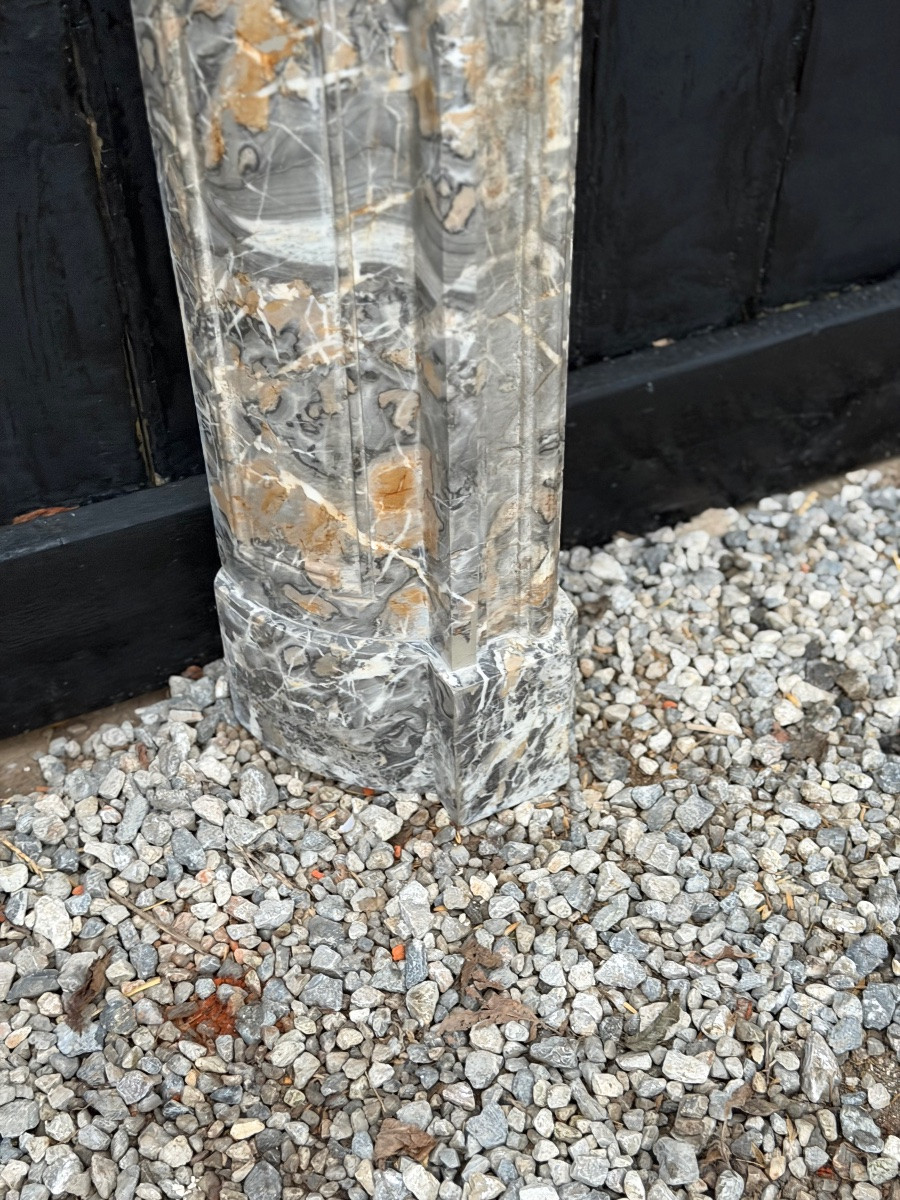 Cheminée Régence en marbre gris des Ardennes, XVIIIème siècle-photo-4