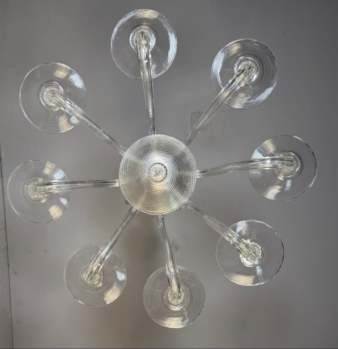 Lustre vénitien en verre de Murano incolore vers 1930 -photo-2