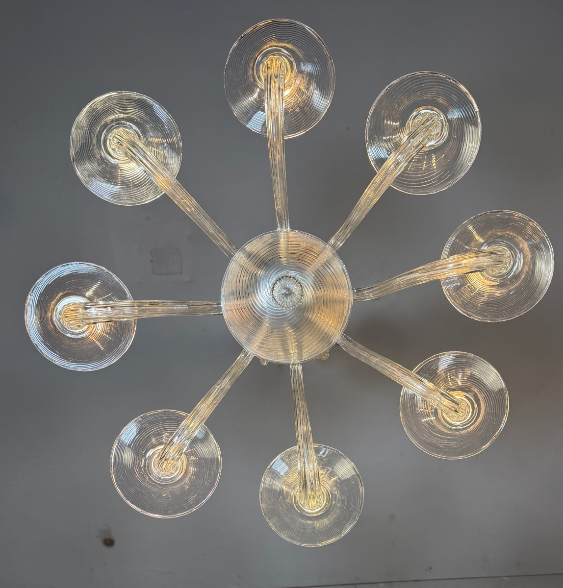 Lustre vénitien en verre de Murano incolore vers 1930 -photo-3