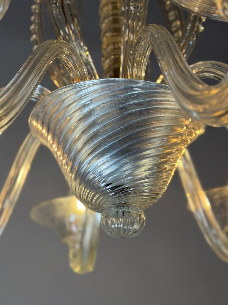 Lustre vénitien en verre de Murano incolore vers 1930 -photo-1