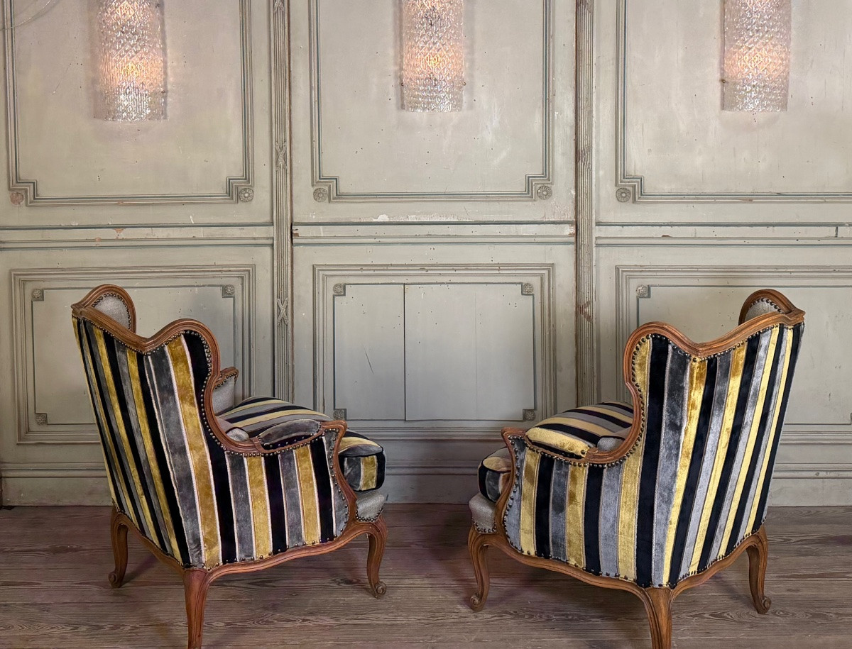 Pair Of Carved Wooden Armchairs, 20th Century-photo-1