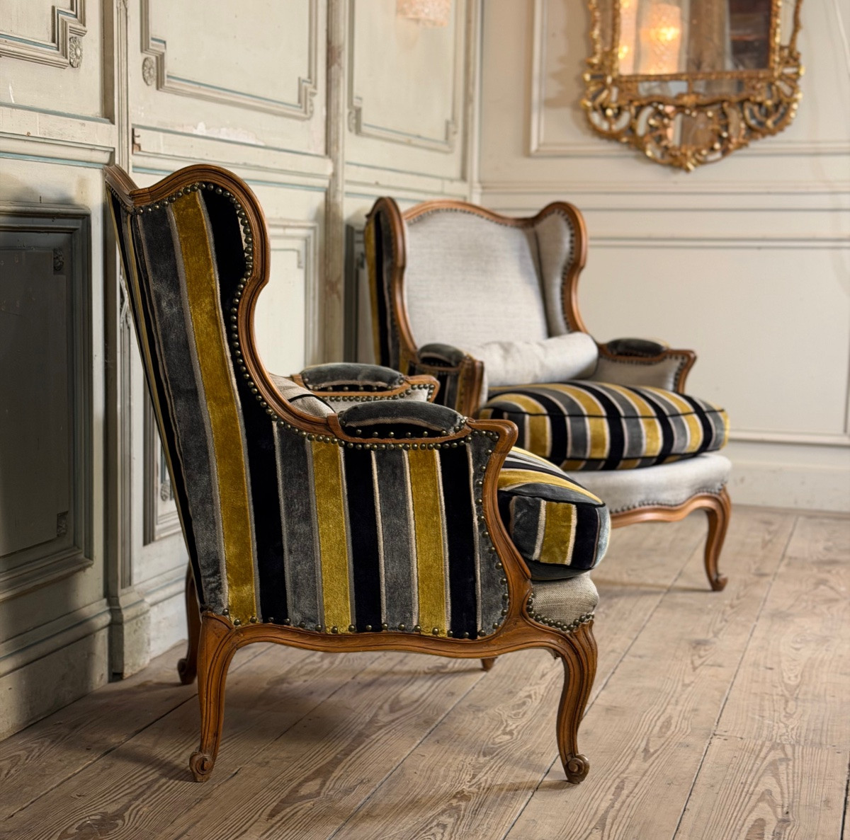 Pair Of Carved Wooden Armchairs, 20th Century-photo-7