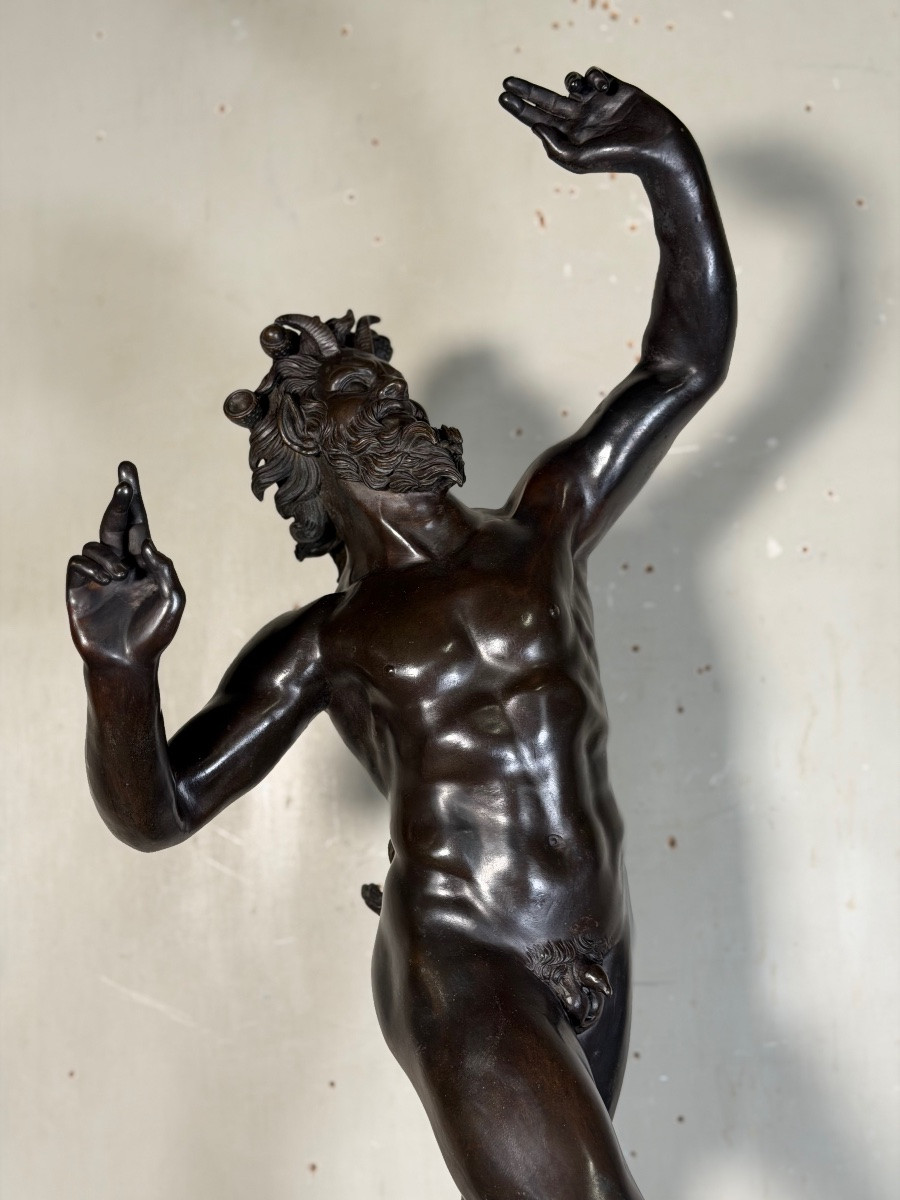 Faune dansant, bronze grand tour d’après l’Antique, XIXème siècle-photo-4