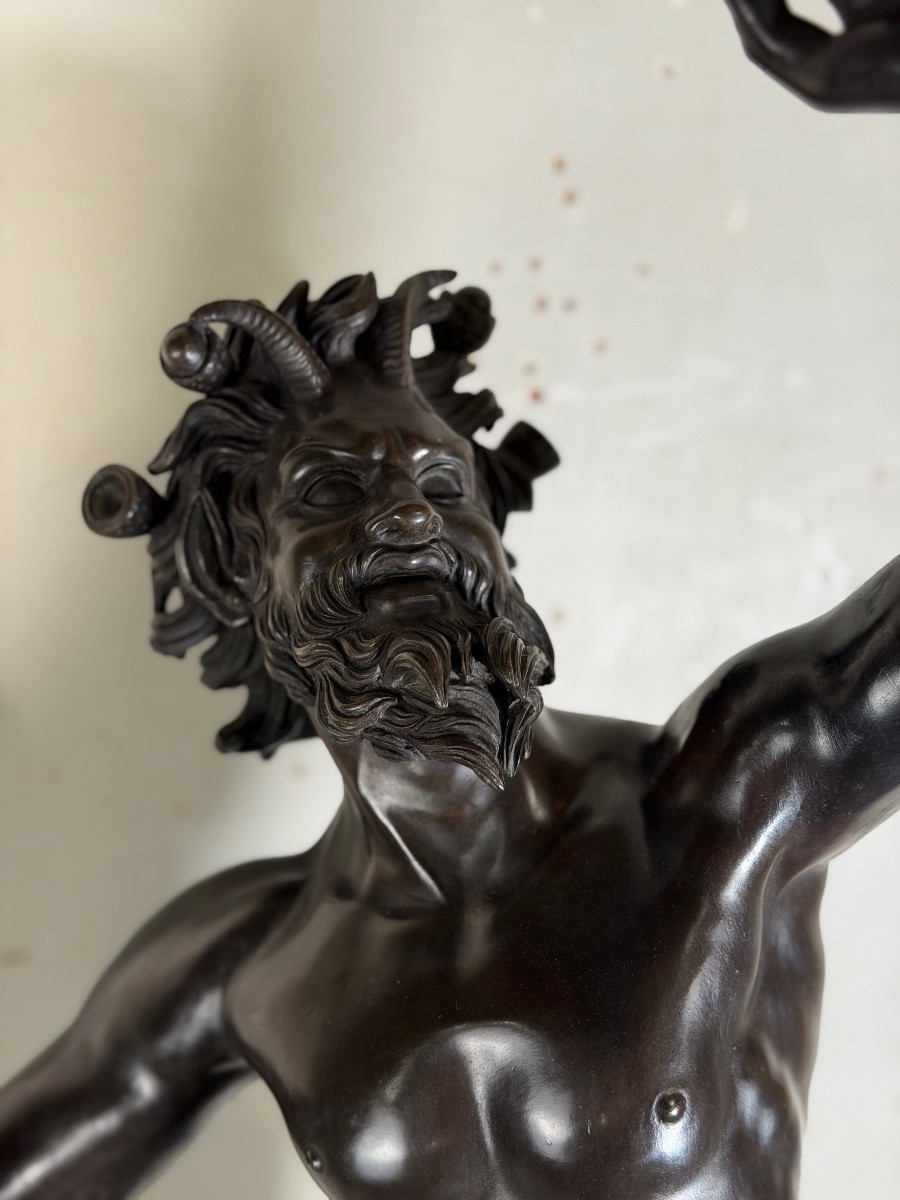 Faune dansant, bronze grand tour d’après l’Antique, XIXème siècle-photo-2