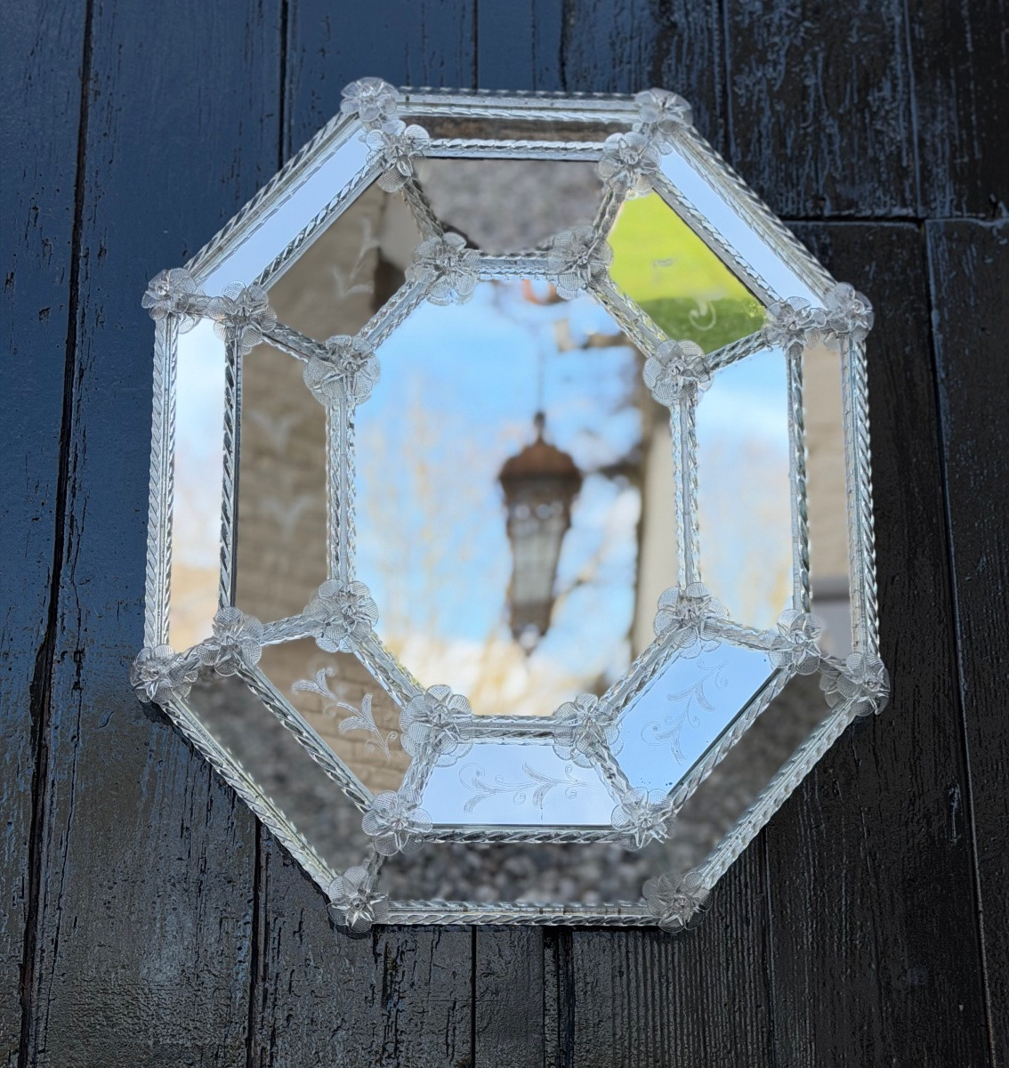 Miroir vénitien en verre de Murano, vers 1930-photo-1