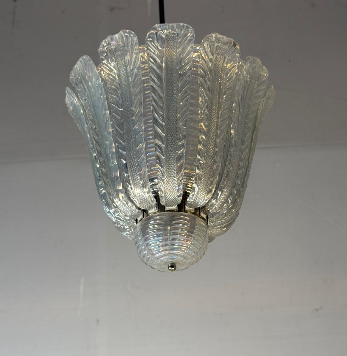 Lustre vénitien en verre de Murano irisé, Barovier et Toso, vers 1930 -photo-2