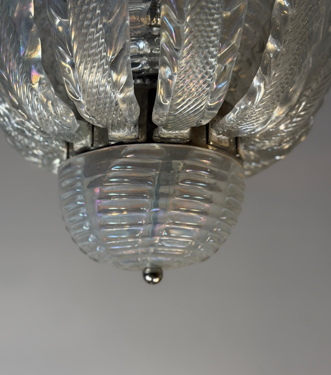 Lustre vénitien en verre de Murano irisé, Barovier et Toso, vers 1930 -photo-4