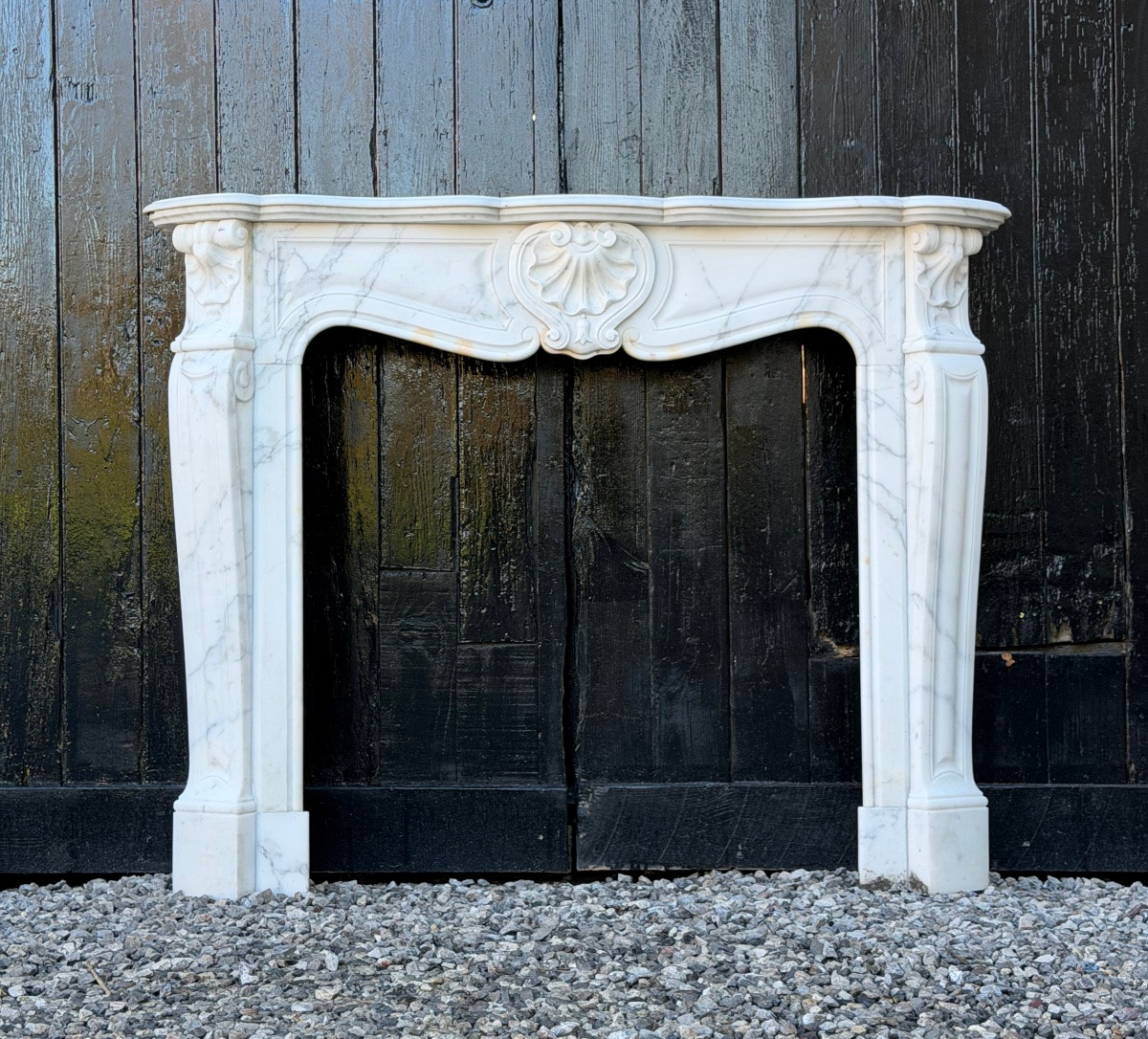 Louis XV Style Fireplace In Carrara Marble, Circa 1900-photo-2